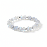 Moonstone crystal bracelet in soft tones, June birthstone stretch bracelet UK