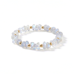 Moonstone stretch bracelet with gold beads, June birthstone jewellery UK