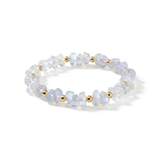 Moonstone stretch bracelet with gold beads, June birthstone jewellery UK
