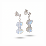 Moonstone gemstone drop earrings in sterling silver, handmade birthstone jewellery UK
