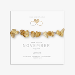 November birthstone bracelet with citrine gemstone and personalised gift card, meaningful November birthday jewellery gift ready to present.