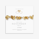November birthstone bracelet with citrine gemstone and personalised gift card, meaningful November birthday jewellery gift ready to present.