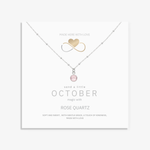 October birthstone necklace with rose quartz charm, sterling silver UK