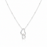 Open heart pendant necklace in sterling silver with minimalist heart outline.