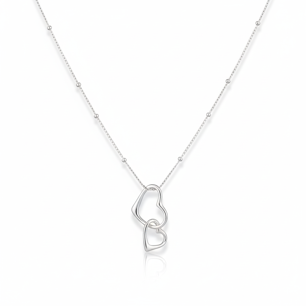 Silver Heart Interlocking Necklace