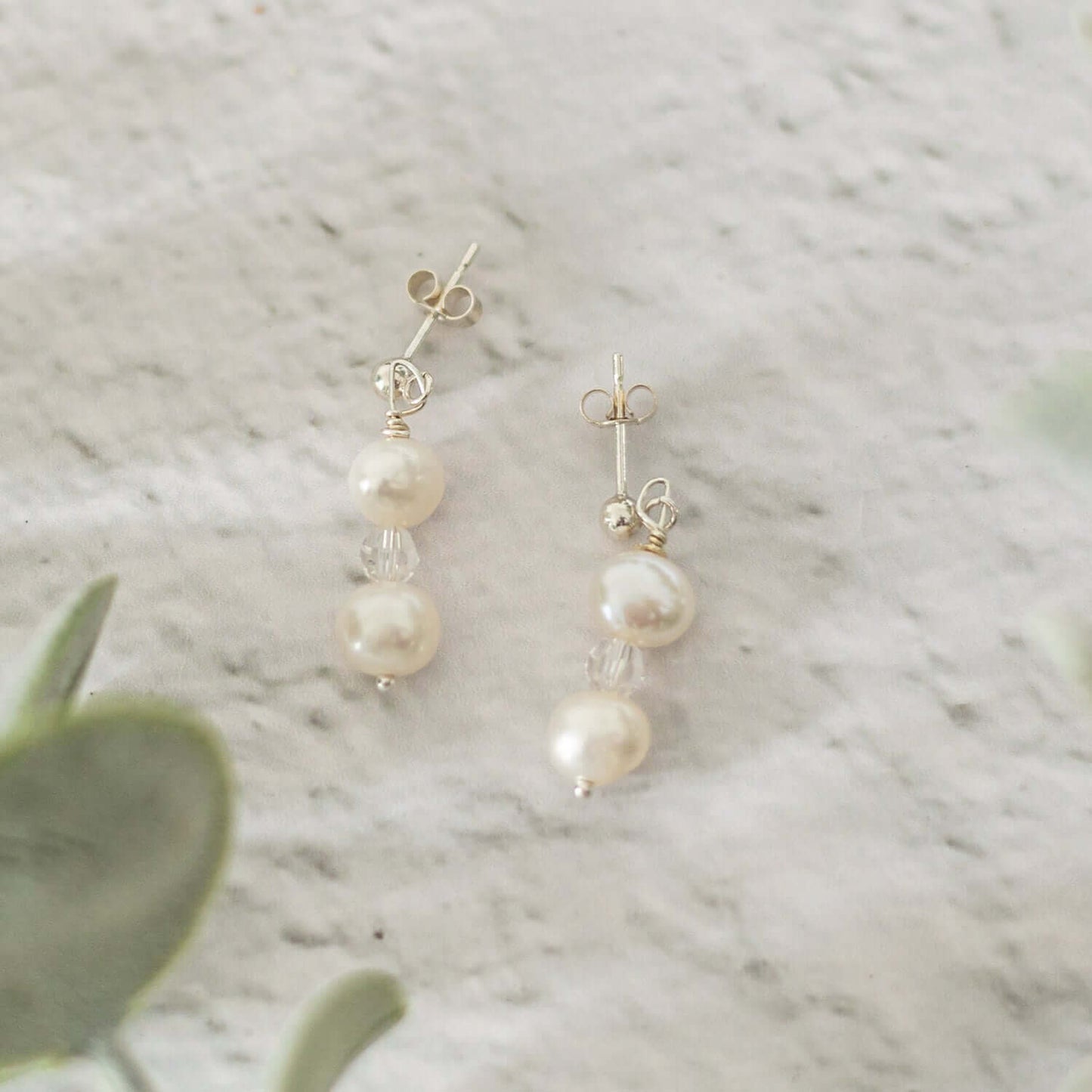 Pearl and Crystal Drop Earrings - Made Here with Love