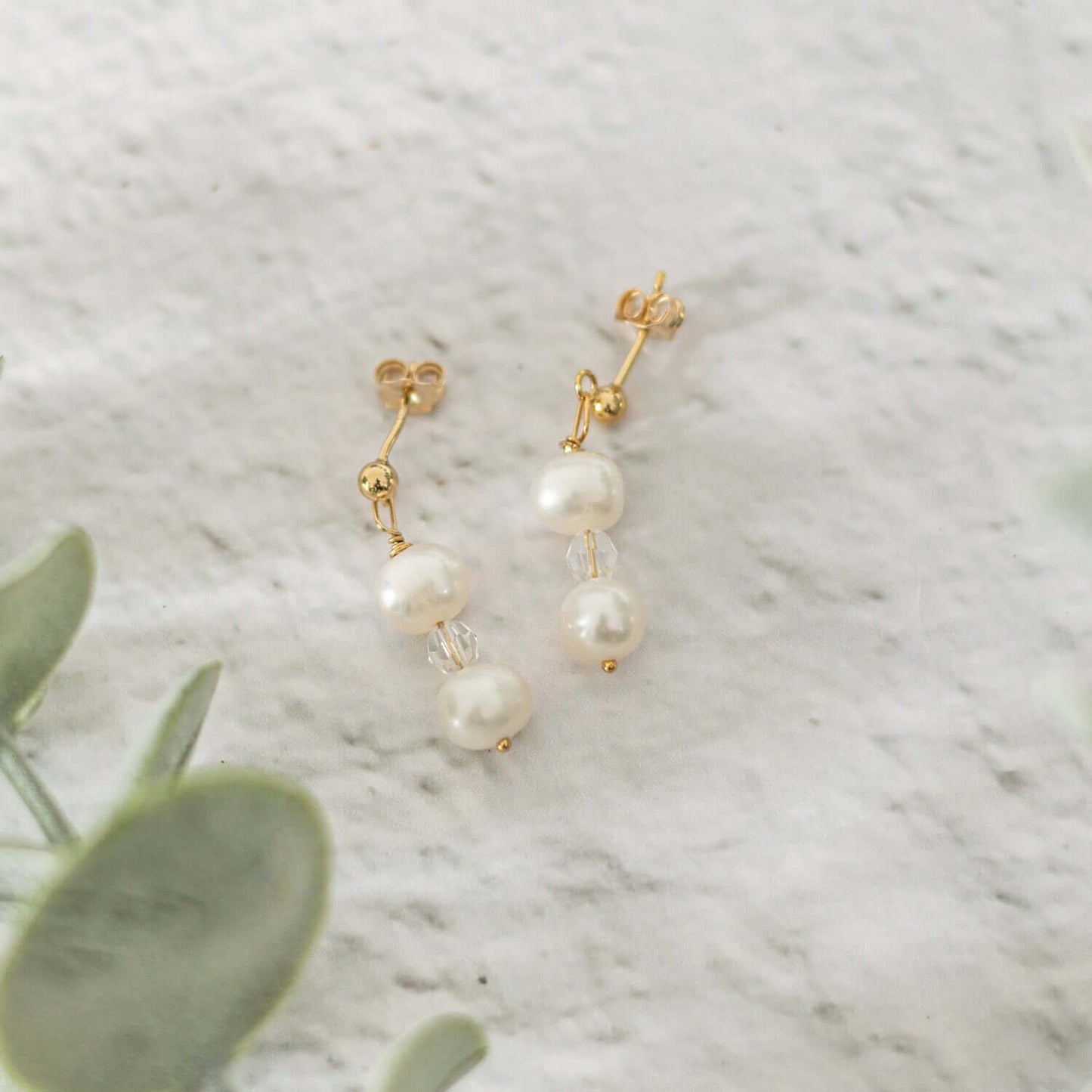 Pearl and Crystal Drop Earrings - Made Here with Love