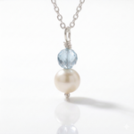 Pearl and aquamarine necklace for bridesmaids, something blue bridal jewellery UK