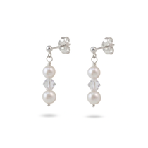 Pearl and crystal earrings in sterling silver, bridal drop earrings UK