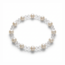 Pearl and crystal stretch bead bracelet with freshwater pearls, bridal jewellery UK