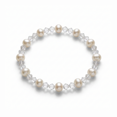 Pearl and crystal stretch bead bracelet with freshwater pearls, bridal jewellery UK