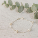 Sterling silver pearl bracelet with freshwater pearls, elegant bridal jewellery UK