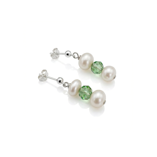 Peridot & Pearl August Birthstone Earrings | Handmade Drop Earrings