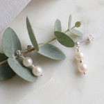 Pearl bridesmaid earrings in sterling silver, freshwater pearl wedding earrings UK