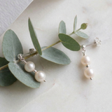 Pearl bridesmaid earrings in sterling silver, freshwater pearl wedding earrings UK