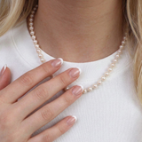 Freshwater pearl necklace with sterling silver beads, bridal jewellery UK