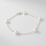 Pearl station bracelet with freshwater pearls, bridal bridesmaids jewellery UK