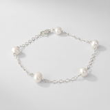 Pearl station bracelet with freshwater pearls, bridal bridesmaids jewellery UK