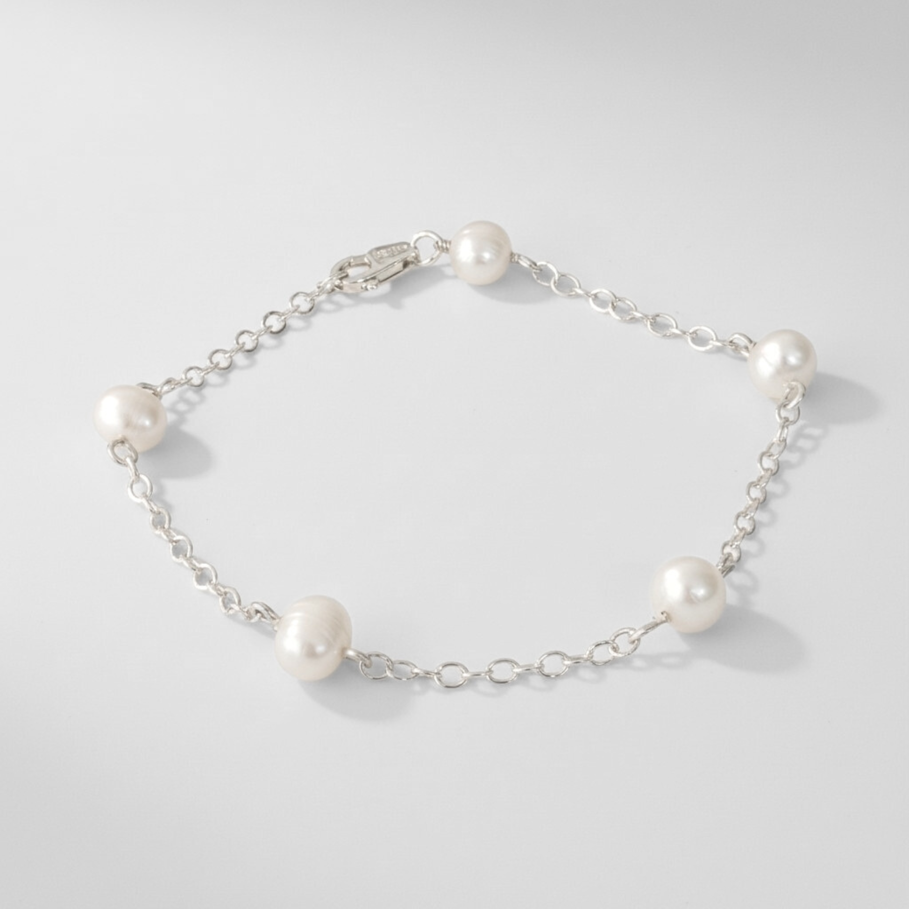 Pearl station bracelet with freshwater pearls, bridal bridesmaids jewellery UK
