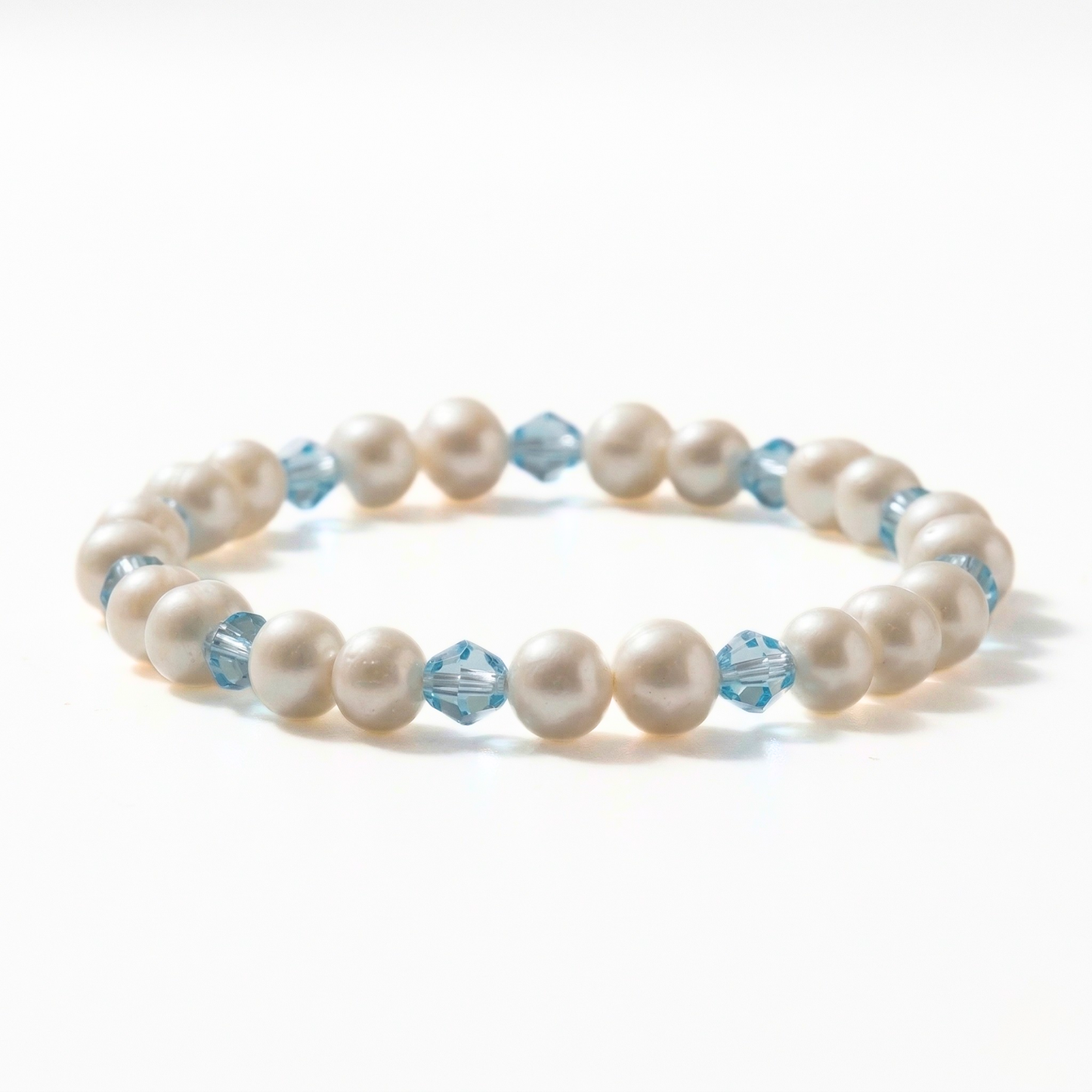 Aquamarine Crystal and Pearl Bracelet
