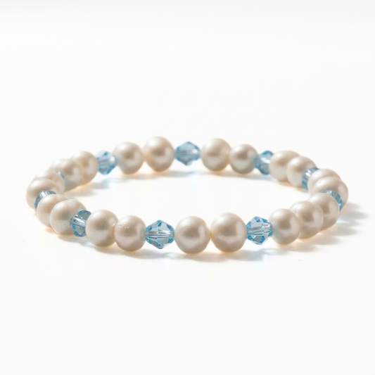 Aquamarine Crystal and Pearl Bracelet