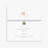 Peridot August birthstone bracelet with green gemstone charm, stretch bracelet UK