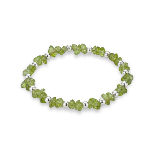 Peridot Crystal Bead Bracelet | August Birthstone Stacking Bracelet