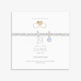 Personalised birthstone and letter necklace gift with moonstone charm, meaningful June birthday jewellery