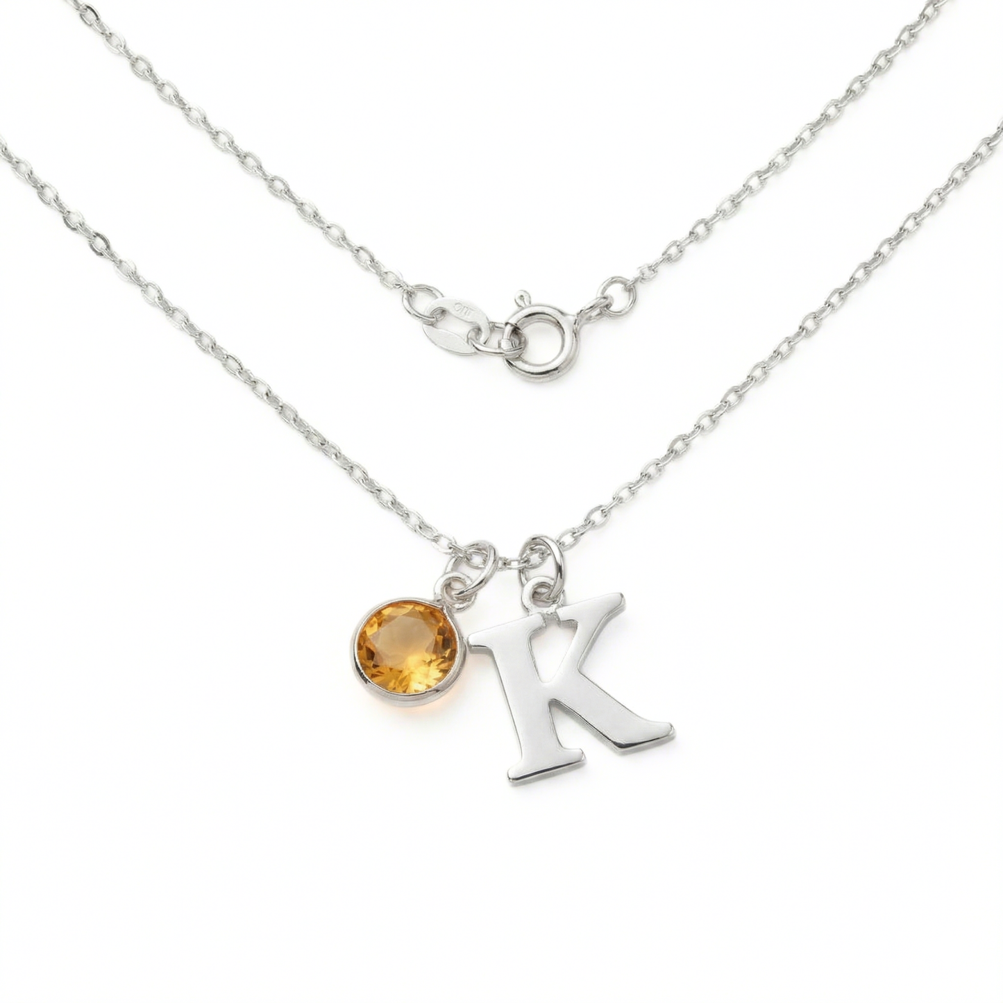Personalised November Birthstone and Initial Necklace