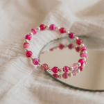 Pink beaded layering bracelet, stretch stacking bracelet for everyday wear UK