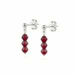 Red bead drop earrings in sterling silver, gemstone drop earrings UK