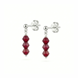 Red bead drop earrings in sterling silver, gemstone drop earrings UK