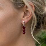 Red gemstone bead earrings in sterling silver, elegant jewellery UK