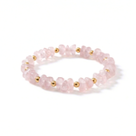 Rose quartz and gold bead bracelet, stretch gemstone bracelet UK