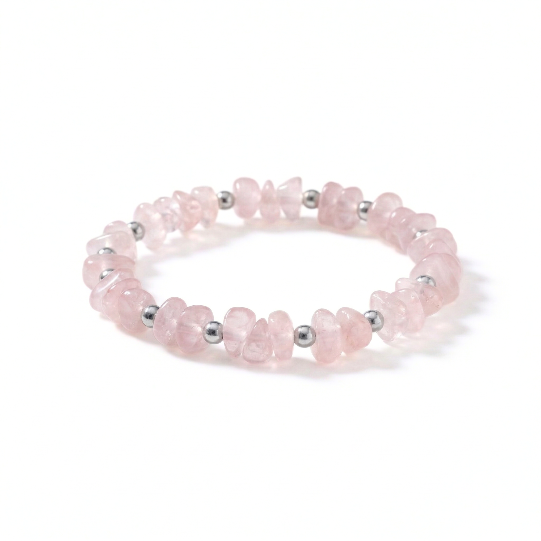Rose quartz gemstone bracelet, stretch bead bracelet for everyday wear UK