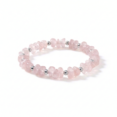 Rose quartz gemstone bracelet, stretch bead bracelet for everyday wear UK