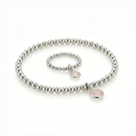 Rose quartz jewellery set with bracelet and ring, pink gemstone set UK