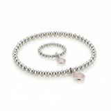 Rose quartz jewellery set with bracelet and ring, pink gemstone set UK