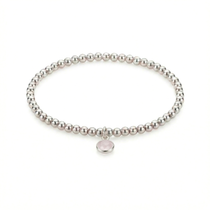 Rose quartz bracelet in sterling silver, October birthstone stretch bracelet UK