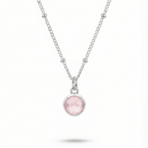 Rose quartz necklace for October birthstone, sterling silver jewellery UK