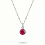Ruby gemstone necklace in sterling silver, July birthstone pendant UK