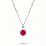 Ruby gemstone necklace in sterling silver, July birthstone pendant UK
