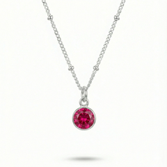 Ruby gemstone necklace in sterling silver, July birthstone pendant UK