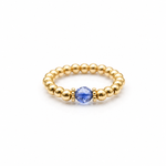 Handmade sapphire crystal bead ring with gold filled beads, September birthstone ring by Made Here with Love