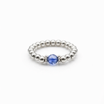 Handmade sapphire crystal bead ring with sterling silver beads, September birthstone ring by Made Here with Love