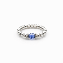 Handmade sapphire crystal bead ring with sterling silver beads, September birthstone ring by Made Here with Love