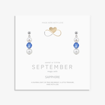 September birthstone earrings with pearls and sapphire gemstones in sterling silver, elegant meaningful birthday jewellery gift.