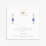 September birthstone earrings with pearls and sapphire gemstones in sterling silver, elegant meaningful birthday jewellery gift.