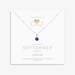 September birthstone necklace with sapphire charm, sterling silver jewellery gift UK