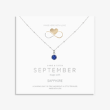 September birthstone necklace with sapphire charm, sterling silver jewellery gift UK